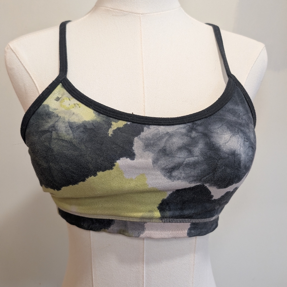 lululemon athletica Black, Gray & Yellow Tie-Dye Thin-Strap Sports Bra